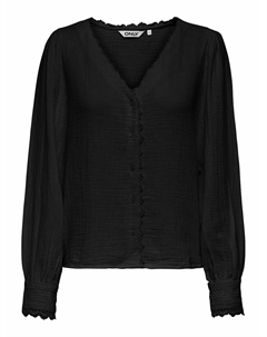 Блузка с V-образным вырезом и вышивкой черный Only