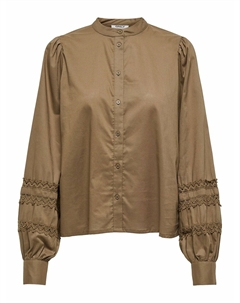 Блузка из струящегося материала с воротником-стойкой и вышивкой каштановый Only