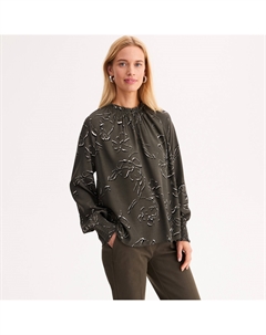 Блузка с V-образным вырезом цветочным принтом и длинными рукавами зеленый Anne weyburn