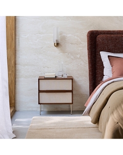 Прикроватная тумбочка с 2 ящиками шпон ореха и ткань Omid каштановый Am.pm.