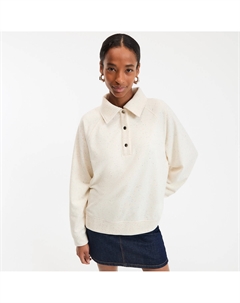 Флисовое поло с длинными рукавами бежевый La redoute collections