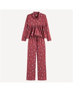 Пижама из 2 частей принт с рождественскими фигурками каштановый La redoute collections