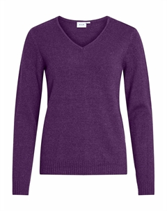 Пуловер с V-образным вырезом из тонкого трикотажа фиолетовый Vila