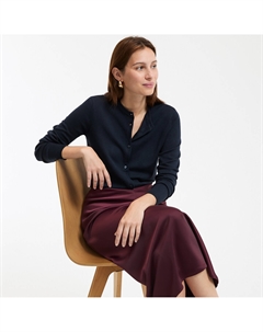 Кардиган тонкой вязки на пуговицах с круглым вырезом синий La redoute collections