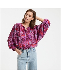Блузка с воротником мао цветочный принт рукав 34 розовый La redoute collections
