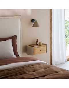 Подвесная прикроватная тумбочка шпон дуба и ткань Firmo бежевый Am.pm.