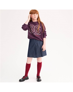 Свитер флисовый с круглым вырезом с принтом и вышивкой красный La redoute collections