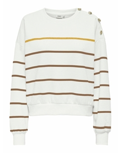 Свитшот тельняшка с застежкой на пуговицы по плечу белый Only