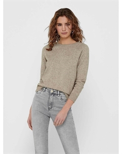 Пуловер с круглым вырезом бежевый Only