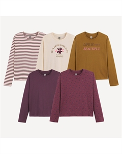 Набор из 5 футболок с длинными рукавами красный La redoute collections