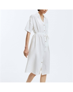 Платье-рубашка с завязками белый Vero moda