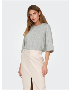 Джемпер с круглым вырезом горловины и рукавами 34 серый Only