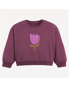 Флисовый свитер с круглым вырезом с декоративным элементом в виде цветка красный La redoute collections