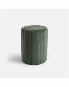 Круглый пуф в обивке из фактурной ткани с прострочкой Jimi зеленый La redoute interieurs