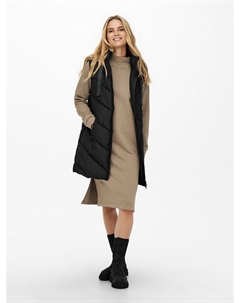 Пуховая куртка средней длины с застежкой на молнию демисезонная черный Jdy