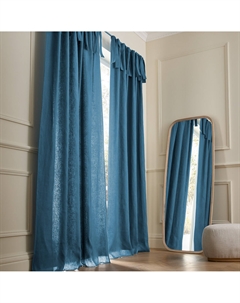 Льняная штора на подкладке с узелками Colin синий Am.pm.