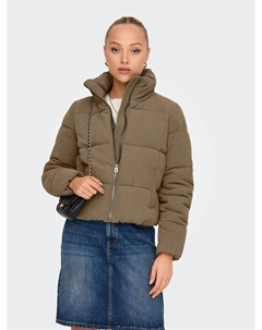 Куртка стганая короткая воротник-стойка каштановый Only