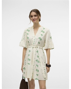 Платье с принтом и V-образным вырезом белый Vero moda