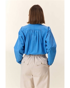 Полосатая рубашка с воротником стойкой COLE синий Leon and harper