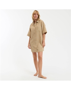 Ночная рубашка из сирсакера с тканым узором гингем желтый La redoute collections