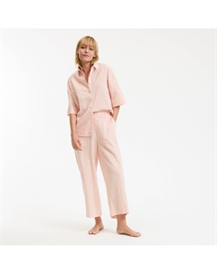 Пижама из сирсакера в клетку виши розовый La redoute collections