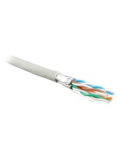Кабель витая пара U/FTP 6 кат. 4 пары UFTP4-C6-S23-IN-LSZH-GY-500 23AWG(0.57 мм), медь, одножильный (solid), внутренний, LSZH, нг(C)-HF, сер Hyperline