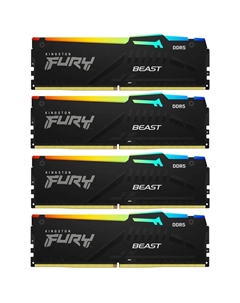 Модуль памяти DIMM 128Gb 4х32Gb DDR5 PC44800 5600MHz Kingston Fury Beast RGB Black (KF556C40BBAK4-128)
