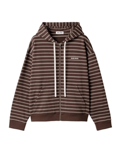 Толстовка на молнии с капюшоном, коричневый Miu miu