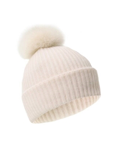 Кашемировая шапка с отделкой из песца Yves salomon