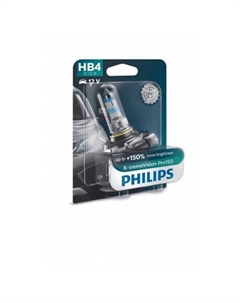 Лампа галогенная X-treme Vision Pro150 HB4 12V 51W P22d, 1шт, 9006XVPB1 Philips