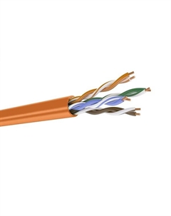 Кабель витая пара U/UTP 5e кат. 4 пары DR-140013 24AWG(0.51 мм), медь, одножильный (solid), внутренний, LSZH, оранжевый, уп/305м Datarex