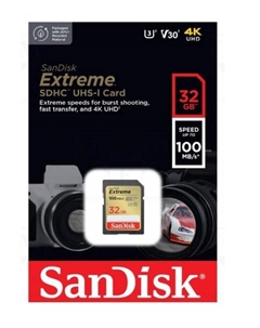 Карта памяти 32GB SDSDXVT-032G-GNCIN Extreme Class 10 SDHC V30 UHS-I U3 100/60MB/s Sandisk