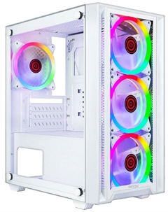 Корпус mATX CL620 без БП, боковая и фронтальная панель из закалённого стекла, 2*USB 2.0, USB 3.0 Ginzzu