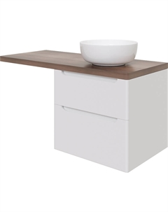 Тумба с раковиной Берген 122 R подвесная цвет Белый глянцевый Темное дерево Stworki
