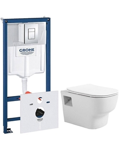 Комплект унитаза Tradition 1000090 с инсталляцией Grohe Rapid SL 38775001 с сиденьем Микролифт и клавишей смыва цвет Хром Avimano