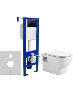 Комплект унитаза Tradition 1000090 с инсталляцией Berges Atom 410 040332 с сиденьем Микролифт и Черной матовой клавишей смыва Avimano