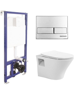 Комплект унитаза Promotion 1000080 с инсталляцией Berges Novum L3 040213 с сиденьем Микролифт и клавишей смыва цвет Хром Avimano