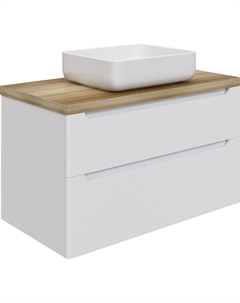 Тумба с раковиной Берген 100 подвесная цвет Белый глянцевый Светлое дерево Stworki