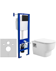 Комплект унитаза Tradition 1000090 с инсталляцией Berges Atom 410 040340 с сиденьем Микролифт и Черной матовой клавишей смыва Avimano