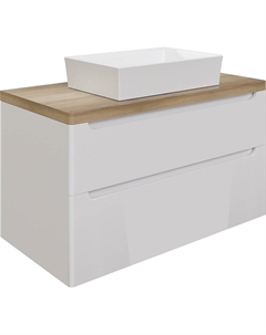 Тумба под раковину Берген 100 подвесная цвет Белый Светлое дерево Stworki