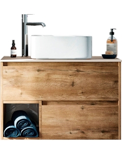 Тумба под раковину Карлстад 75 подвесная цвет Дуб рустикальный Роверелла Stworki