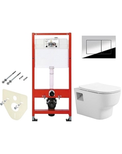 Комплект унитаза Tradition 1000090 с инсталляцией Tece Profil 9400412 с сиденьем Микролифт и клавишей смыва Хром глянцевый Avimano