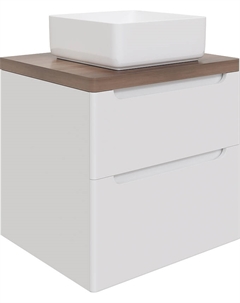 Тумба под раковину Берген 60 подвесная цвет Белый Темное дерево Stworki