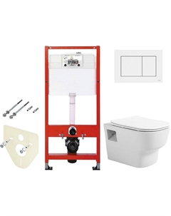 Комплект унитаза Tradition 1000090 с инсталляцией Tece Base 9400413 с сиденьем Микролифт и Белой клавишей смыва Avimano