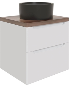 Тумба с раковиной Берген 60 подвесная цвет Белый глянцевый Темное дерево Stworki