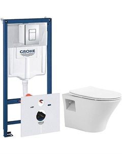 Комплект унитаза Promotion 1000080 с инсталляцией Grohe Rapid SL 38775001 с сиденьем Микролифт и клавишей смыва цвет Хром Avimano