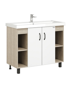 Тумба под раковину Тимбер 100 110011 цвет Дуб сонома Белый матовый Onika