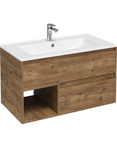 Тумба с раковиной Карлстад 90 подвесная цвет Дуб рустикальный Stworki