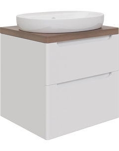 Тумба с раковиной Берген 80 подвесная цвет Белый глянцевый Темное дерево Stworki