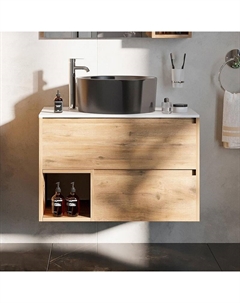 Тумба с раковиной Карлстад 75 подвесная цвет Дуб рустикальный Stworki